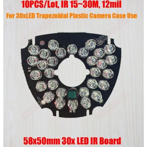 10PCS/Lot 30x LED Board IR 15m~30m 12mil 58x50mm PCB DC 12V Infrared Night Vision for Trapezoidal Waterproof Bullet CCTV Camera
