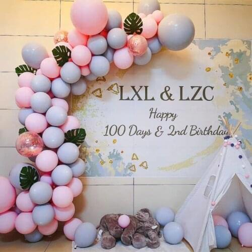 117pcs DIY Pink Gray Balloon Garland Kit Wedding Decorations Birthday Party Supplies Macaron Latex Wall Balloons Helium Kids