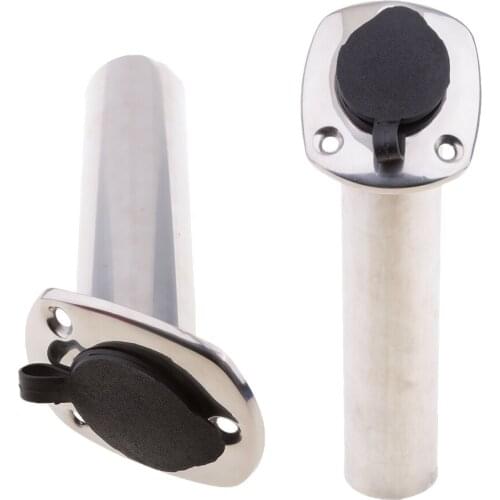 2pcs 30 Degree Stainless Heavy Duty Flush Mount UV Resistant Rod Holder with Black PVC Cap and Liner