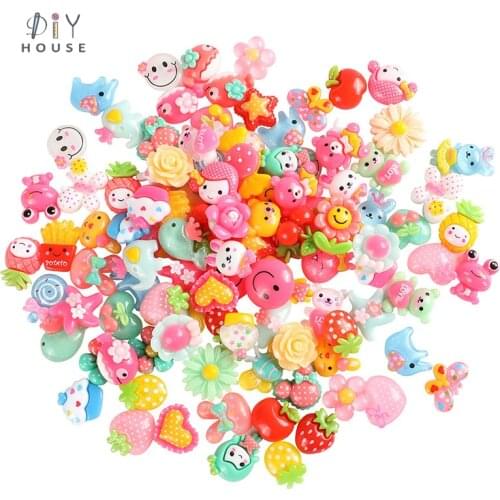 20-80Pcs Mixed Pattern Flat Back Planar Resin Kids Hair Accessories Materials DIY Craft Supplies Art Phone Shell Patch Ornaments