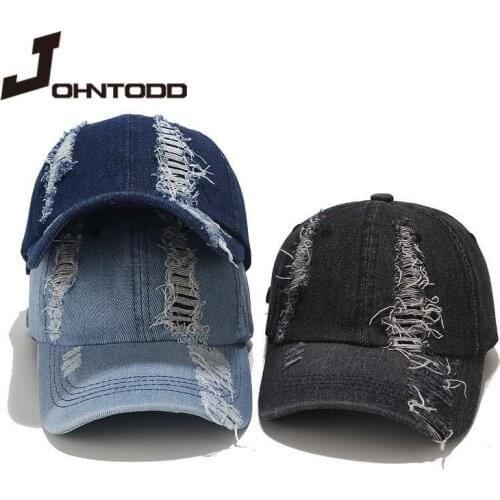 2021 Summer Women Baseball Cap Ladies Distressed Hole Embroidery Simple Baseball Cap Men Female Leisure Cowboy Hat Adjustable