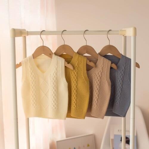 2021 Spring Autumn 1 2 3 4 5 Years Toddler Gift V-Neck Waistcoat Knitted School Children Baby Girls Kids Sweater Vest for Boy