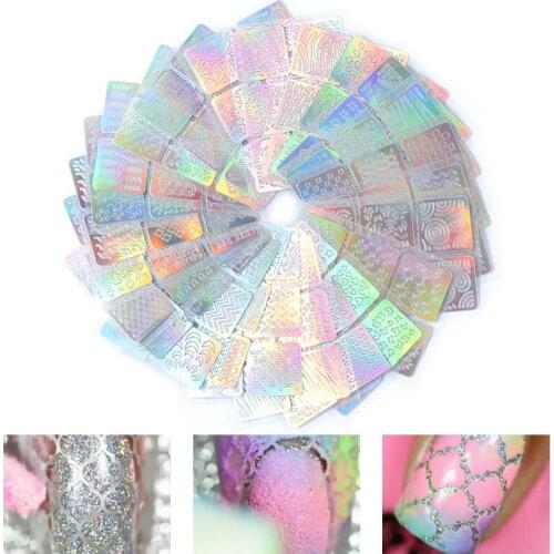 24 Sheets/set DIY Nail Art Hollow 3D Laser Sticker Stencil Gel Polish Nail water Transfer Guide Template Nail Decals
