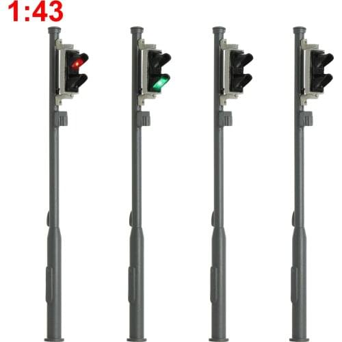 4pcs Model Traffic Signals 1:43 Red/Green Block Signal O Scale 8.5cm Traffic Light JTD439RG