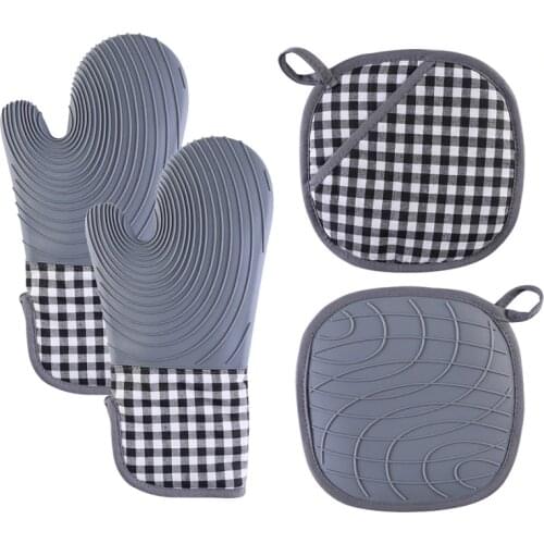 50sets Silicone Oven Mitts and Pot Holders Sets with Quilted Liner Heat Resistant Kitchen Mitt for Cooking Baking Grilling W0265
