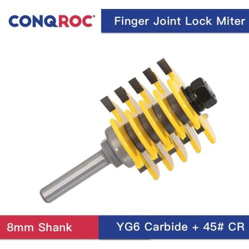 Finger Joint Lock Miter Router Bit Woodworking Milling Cutter Tool 8mm Straight Shank