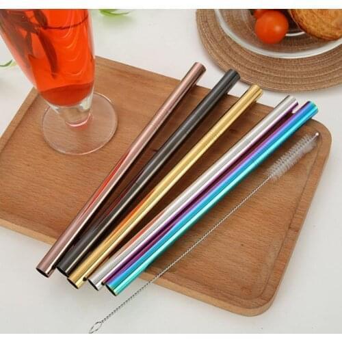 800pcs 12mmx215mm Stainless Steel Drinking Straw Wide Long Reusable Fat Metal Smoothie Straws Factory wholesale
