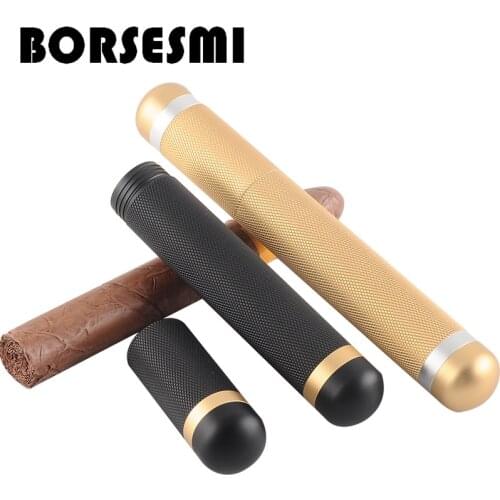 High quality aluminum single cigar tube box travel metal cigar case pipe tools holder pocket smoking accessories