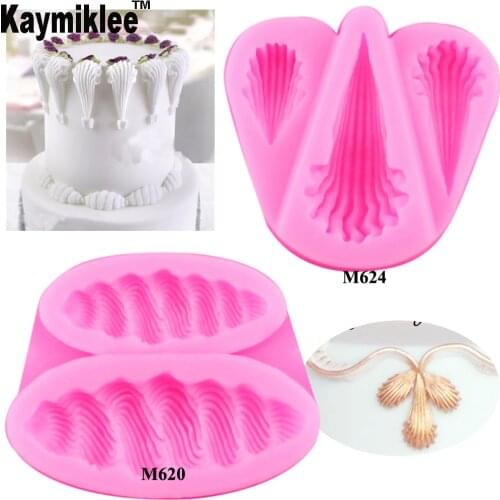 C132 Newly DIY Conch shells Shape Fondant Liquid Silicone Mold Cake Decorating Lace Trim Molds Baking Pastry Cookie Tools