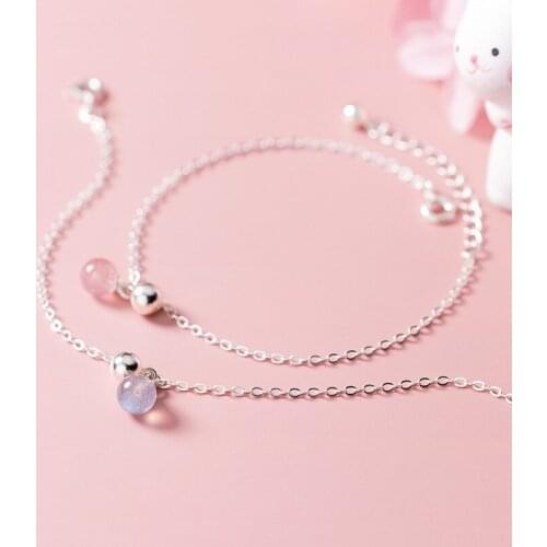 CCOLUSIWEI Authentic 925 Sterling Silver Cute Beads And Natural Crystal Moonstone Link Chain Bracelet for Women Fine Jewelry