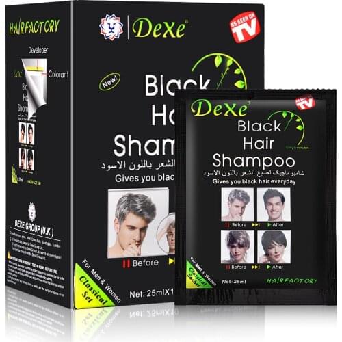 10 PCS Dexe Black Hair Shampoo Instant Hair Dye For Men Women Natural Ingredients Hair Dye Permanent Simple to Use Last 30 days