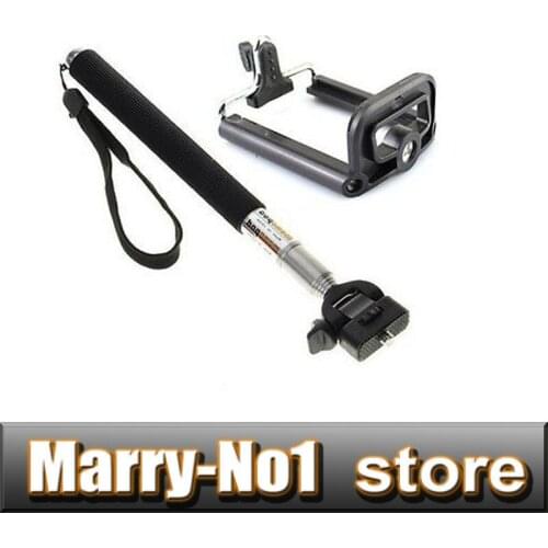 Gopro Camera Handheld Monopod stand + Mobile cellphone holder clip For Camera Phone iPh&ne Samsung
