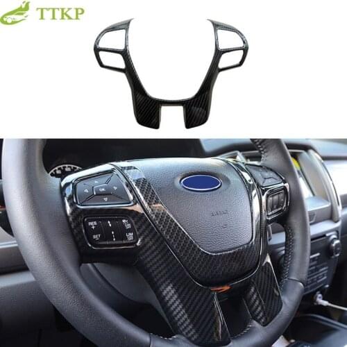 In fibra di carbonio di colore Volante Telaio Decoratore Della Copertura misura per Ford 2015 2016 2017 2018 2019 Ranger Everest
