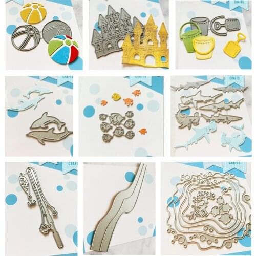 Hourglas Pocket Watch Shark Beach Ball Metal Cutting Dies Scrapbook Diary Decoration Embossing Template 2021 DIY Card Handmade