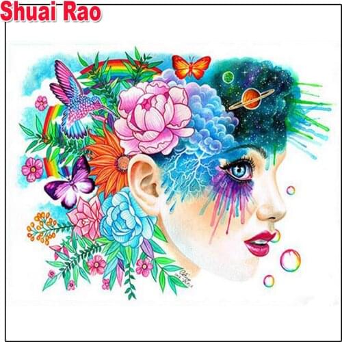 Flower Bird Woman 5d Pictures,Diy diamond painting Full Square Round drill,Handmade puzzle diamond,Diamond painting Girl