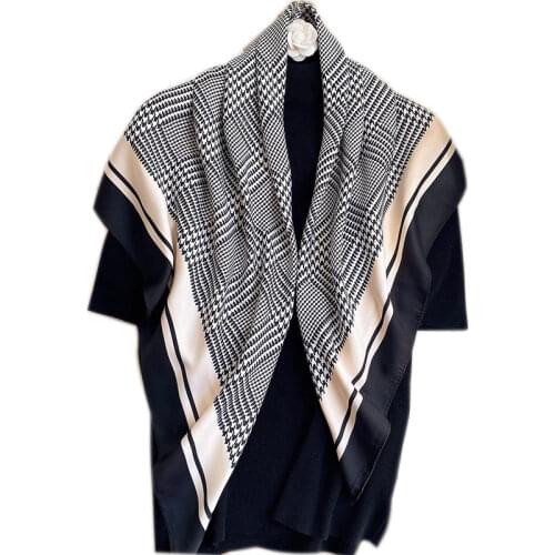 Square Silk Scarf for Women Kerchief Female 2021 Head Scarves Shwal Wrap Bandana Suit Spring Summer 90*90cm Big Hijab Foulard