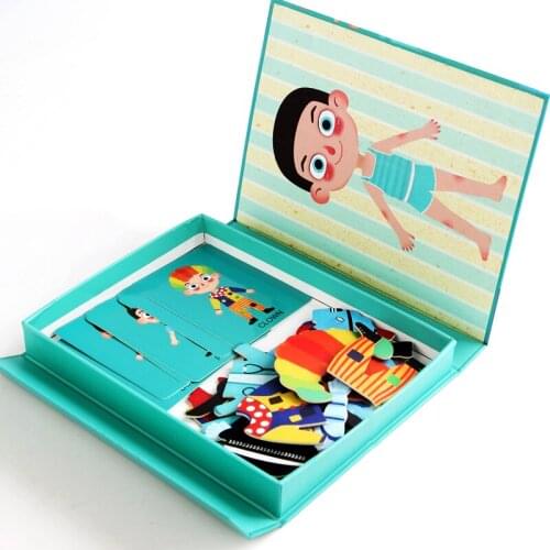 Magnetic Dress Up Toys Children Montessori Multifunctional Magnet Cartoon Jigsaw Scene Fridge Sticker Baby Educational Toy Gift