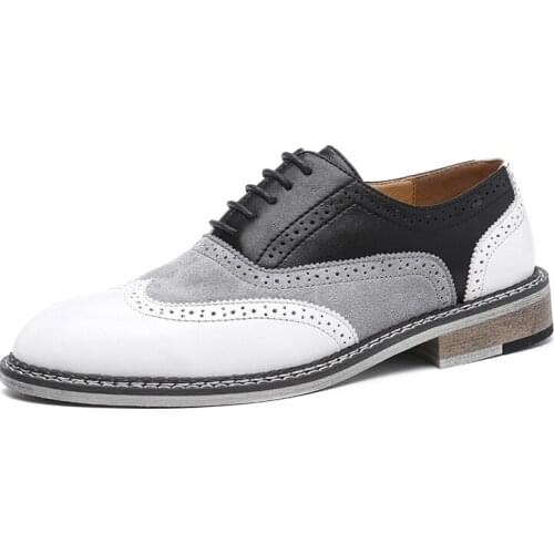 Oxford Shoes Men Brogues Shoes Lace-Up Bullock Business Wedding Dress Shoes Male Formal Shoes