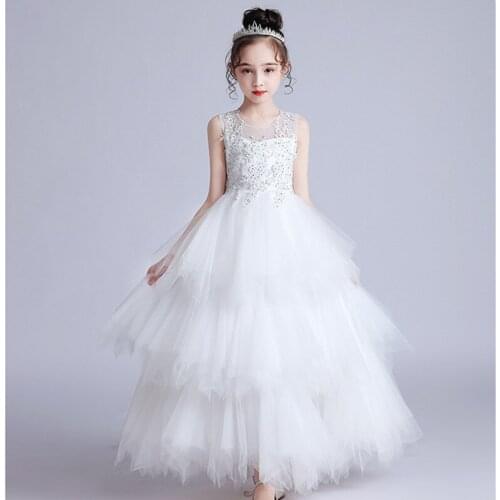 2021 Summer New Girls' Dress Fluffy Princess Dress Middle School Childrens Wedding Dress Korean Version