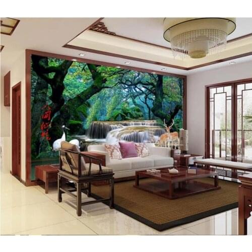 Custom photo wallpaper for walls 3 d mural wallpapers Hd fantasy forest mural waterfall background wall papers home decor