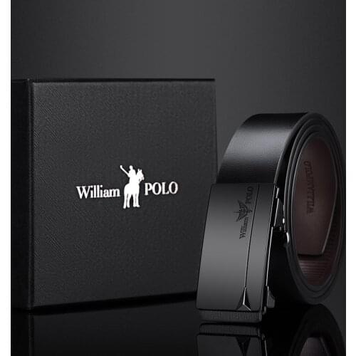 Leather Belt Automatic Buckle Belts for Men Genuine Leather Waist Mens Strap Brand High Quality Fashion Belts WILLIAMPOLO