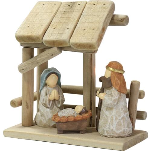Christmas Crib Nativity Scene Resin Jesus Nativity Figurines Ornament Nativity Set Stable For Home Church Decor Figures Toy Gift