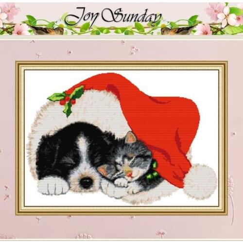 Christmas Puppy Counted Cross Stitch 11CT Printed 14CT Cross Stitch Sets wholesale Cross-stitch Kits Embroidery Needlework