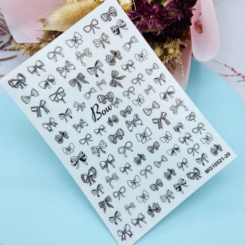 DIY Japanese Style Thin Light Traceless Back Glue Adhesive Nail Stickers Black& White Butterflies Dry Nail Decals Manicure Women