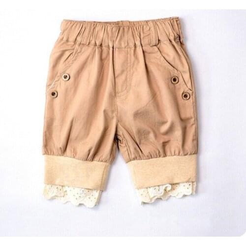 Khaki Boys Pants Girls Short Pants Fashion Lace Summer Shorts Toddler Baby Girls Clothing Harem Pants Kids Cotton Pants Pantalon