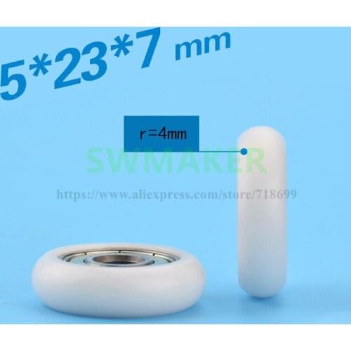 SWMAKER white 5*23*7mm 20 profile outer ball bread plastic bearing pulley nylon 625ZZ 3D printer 2020