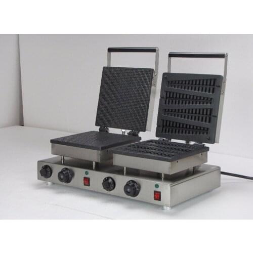 220V Electric double heads Rectangle Shaped Egg waffle maker and Lolly waffle maker