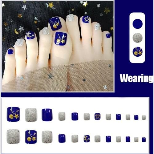 High Quality Nail Patches Diamond Blue Shell Star Moon Gold Foil Gifts for Girls Summer