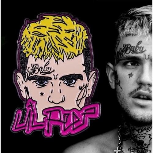 Lil Peep Badge hip hop hellboy Brooch Rolling stone Enamel pin emo revival style rap and rock music star jewelry