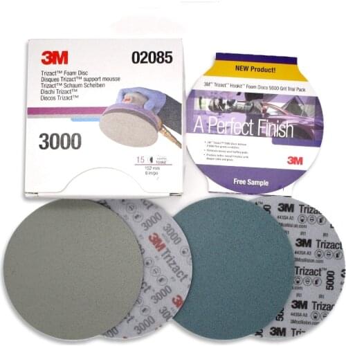 1pcs 3M Trizact Foam Disc 02085 30662 Flocking Sponge Sandpaper 6 Inch Self-adhesive Back 3000 5000 Grit Dry Water Sanding Paper