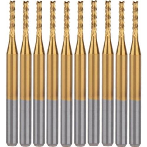 10pcs Titanium Coat Carbide 3.175X1.5X8.5mm PCB Carbide Tools, CNC Cutting Bits, Millinging Cutters