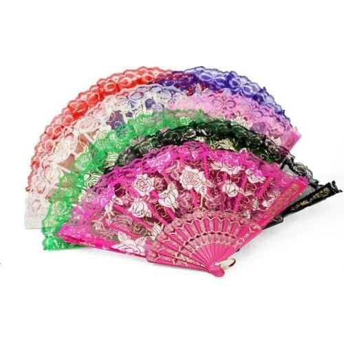 100pcs Multi Color Folding Butterfly Design Organza Lace Hand Fan Bridal Wedding Favor Supplies Gift Party Souvenir Gift ZA1194