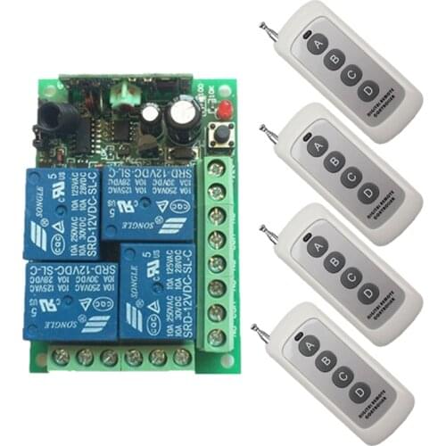 1000m Long Range DC 12V 24V 4CH RF Wireless Remote Control Switch System Transmitter +Receiver 315 / 433 MHz