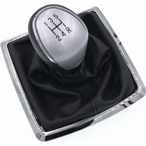 5 Speed Manual Car Gear Shift Knob Pen With Leather Boot For Ford Focus 2 MK2 2005 2006 2007 2008 2010 2011 2012