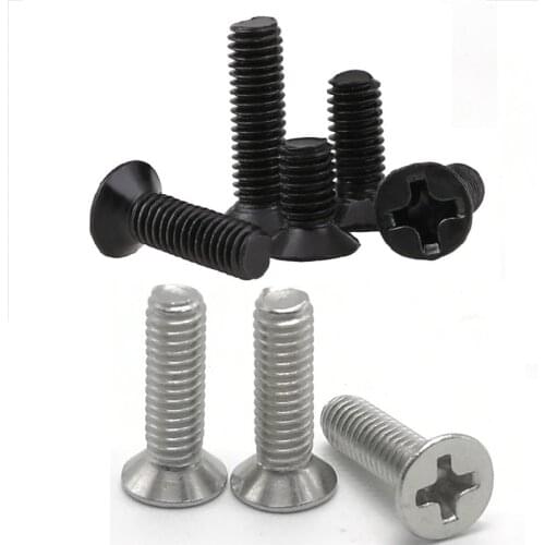 50pc M1 M1.2 M1.4 M1.6 M2 M2.5 M3 M4 Mini Micro DIN965 Small Black 304 Stainless Steel Phillips Flat Countersunk Head Screw Bolt