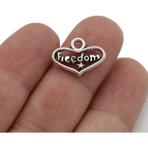 JAKONGO Freedom Heart Charm Pendants for Jewelry Making Bracelet DIY Accessories 13x18mm 15pcs