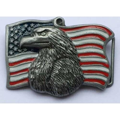Amercian Flag With Eagle Western Belt Buckle