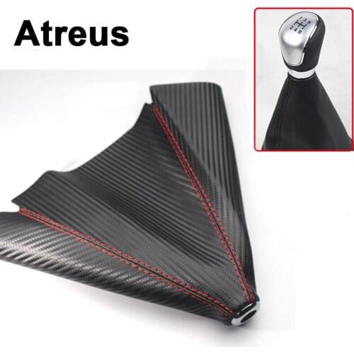 Atreus For Nissan qashqai Citroen c4 c5 c3 Chevrolet Peugeot Acura Car Carbon Fiber Genuine Leather Gear Lever dust-proof Cover