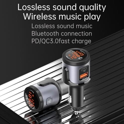 Bluetooth FM Transmitter, 5.0 FM Transmitter for Car QC 3.0 + USB C Pd 18W Charger TB Radio Adapter MP3 Music Player