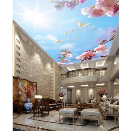 Custom large 3D murals ,Beautiful peach blue sky zenith mural ceiling papel de parede,living room the bedroom wallpaper