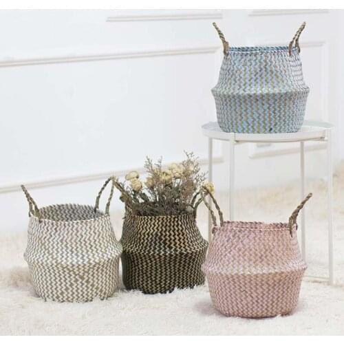Household Flowerpots Wavy Grass and Willows Storage Pot Rustic Hanging Bag Vase Natural Garden Decoration Flower Baskets
