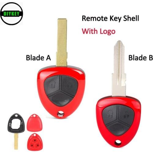 DIYKEY Remote Key Shell Case Fob 3 Button for 2007 - 2014 Ferrari 458 Italia FF California F430 2005 - 2009 With Logo