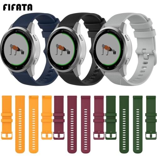 FIFATA 18MM Colorful Silicone Replacement Watch Strap for Garmin vivoactive 4S / vivomove 3S Smart Watch Replacement Accessories
