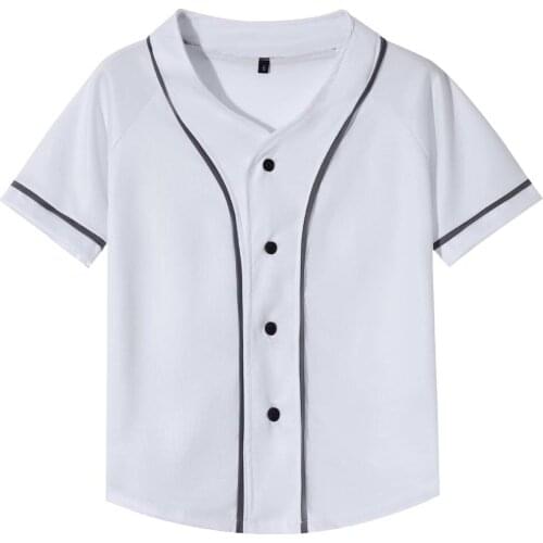 Children Baseball Jersey Solid Color Oversized T-Shirt Boy Girl Single Breasted Summer Short Sleeve Tee Shirts Teen Clothes 2021