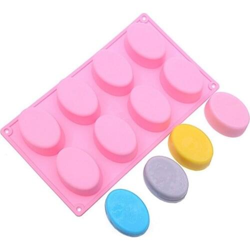 Hot Home Garden 8-Cavity Oval Shape Soap Mold Silicone Chocolate Mould Tray Homemade Making DIY W9166