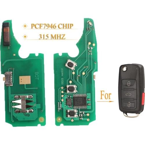 Kutery 3+1 Buttons Remote Key Circuit Board For VW Phaeton Touareg 2002-2010 With PCF7946 Chip 315Mhz